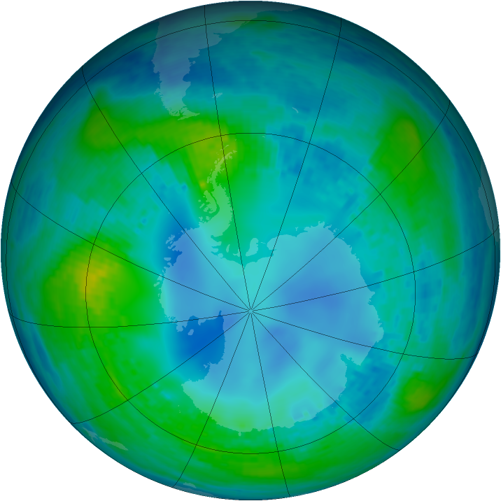 Antarctic ozone map for 07 May 2003